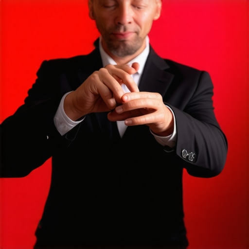 A confident magician performing seamless sleight of hand with an engaged audience
