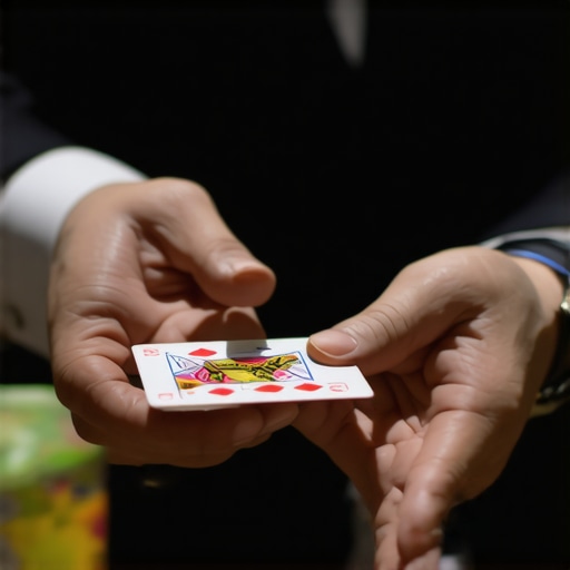 Magician performing sleight of hand for an engaged trade show audience