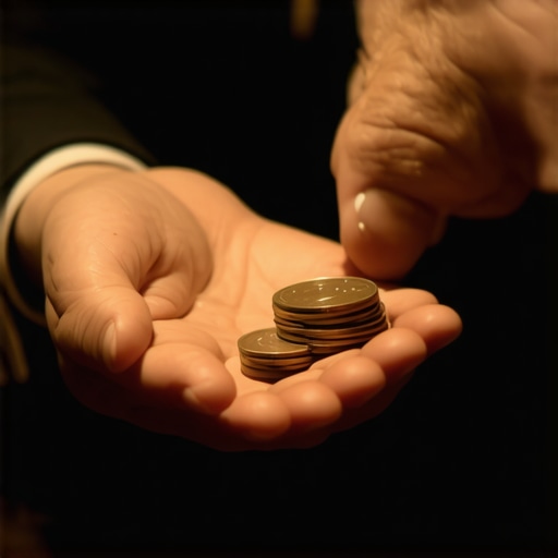 Close-up of magician's hands executing a smooth, natural transfer of coins at high speed.