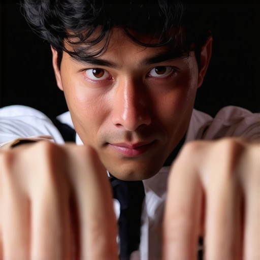 Magician performing quick sleight-of-hand with confidence