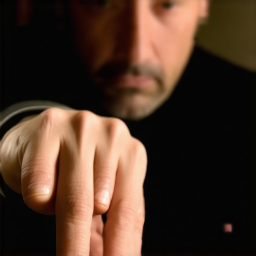 A magician executing advanced sleight of hand with confidence, spotlight on hands