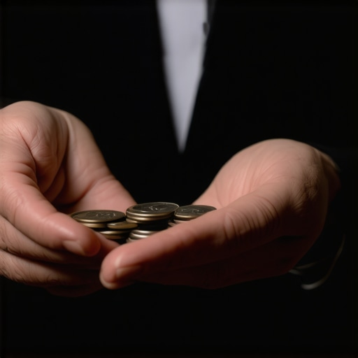 Magician's hands performing coin vanish with smooth, natural movements