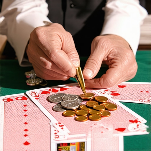 Magician cleaning and maintaining cards and coins to ensure performance quality