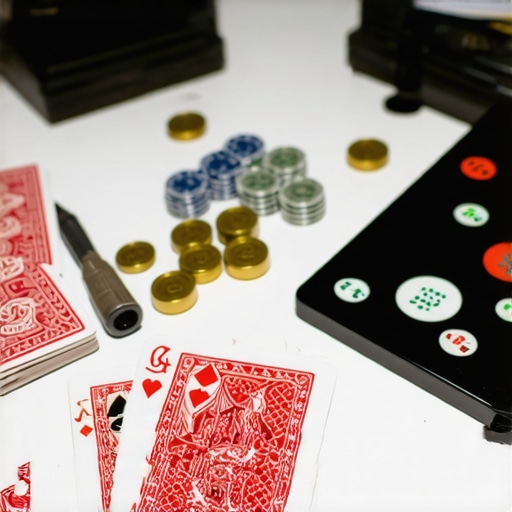 Close-up of magician's props, LED lights, and maintenance tools prepared for a trade show performance.
