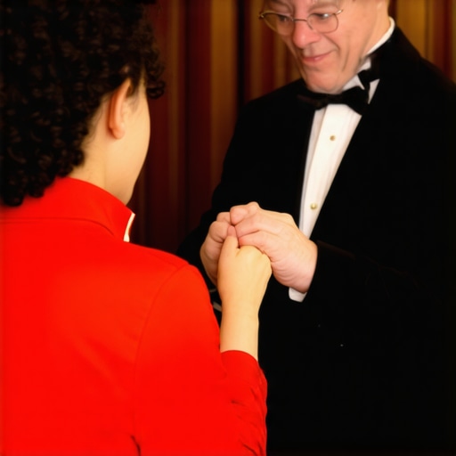 Magician interacting genuinely with an audience member during a close-up magic act.