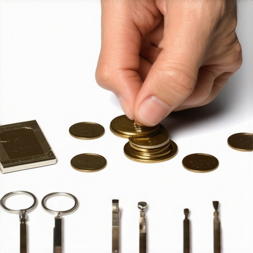 Close-up of magician's hand cleaning and organizing sleight-of-hand tools for a trade show performance.