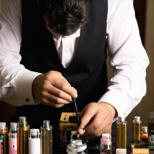 Magician carefully inspecting and cleaning sleight of hand tools for optimal performance