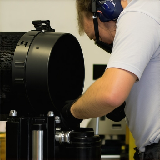 Professional Equipment Maintenance for Event Success Technician inspecting or repairing event equipment in a workshop setting.