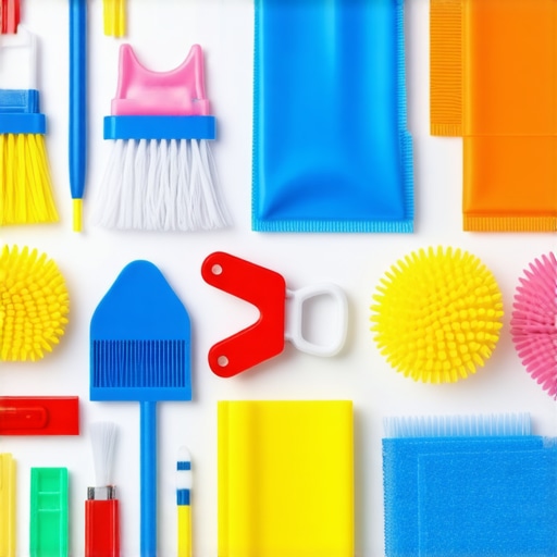 Assorted event equipment and maintenance tools arranged professionally at a planning table.