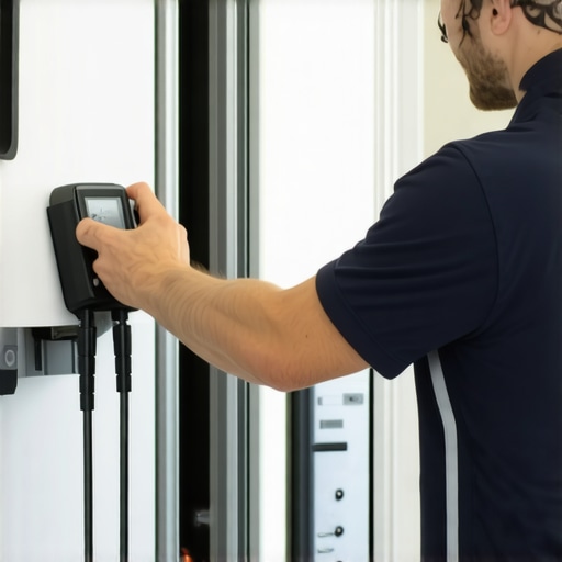 Technician checking event equipment with diagnostic tools