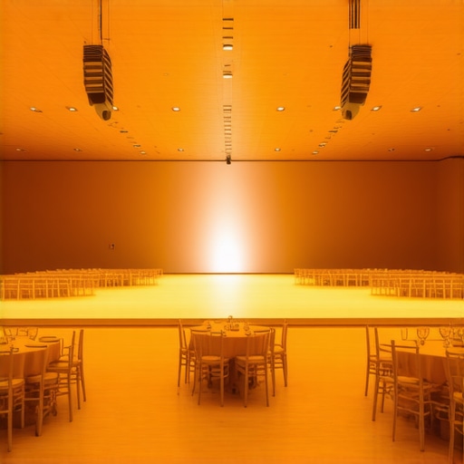 A modern stage setup designed for maximum audience engagement and clear sightlines.