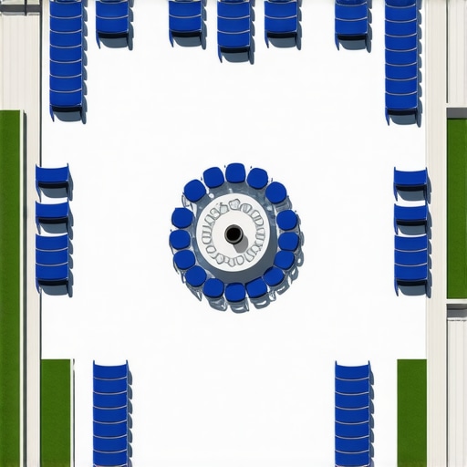 A detailed 3D event layout showing furniture placement and guest flow inside a rental tent.