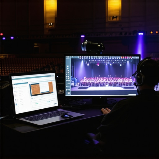 Real-time production timeline software on a tablet and laptop for event coordination.