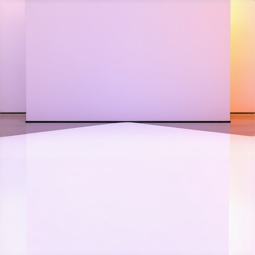 A reflective white seamless dance floor placed centrally in a ballroom to enhance spatial perception.