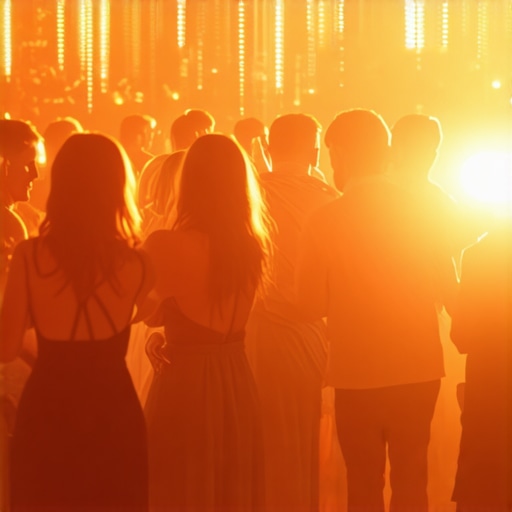 Close-up of a crowded and energetic dance floor illustrating the concept of social compression in event planning.