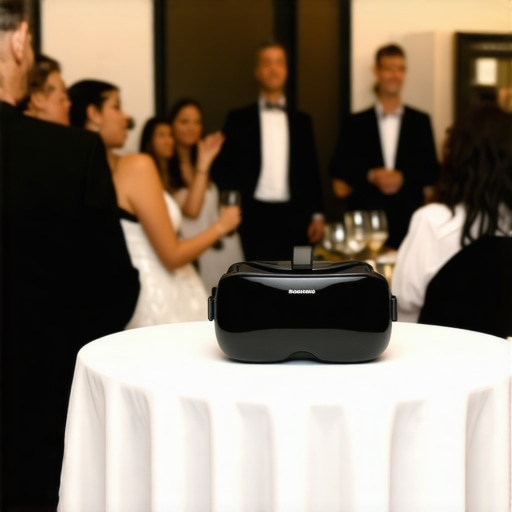 A group of corporate professionals engaged in a live magic performance at a high-end gala