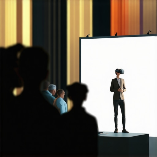 Integrated VR Experience for Group Engagement Corporate guests interacting with a VR display and a shared screen to boost networking.