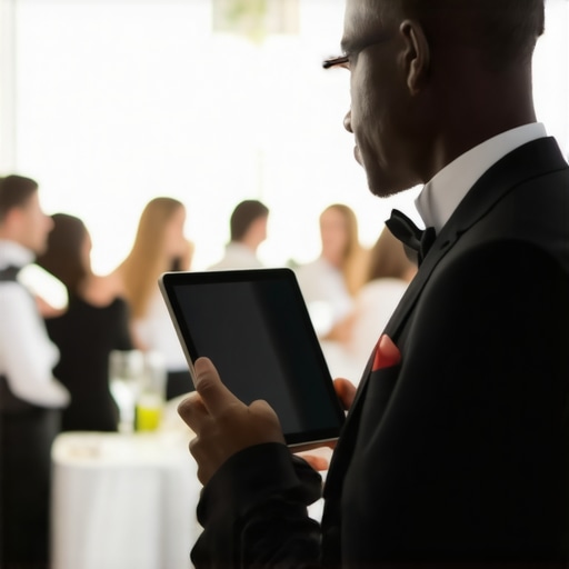 Magician using a digital app for interactive corporate entertainment
