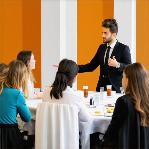 Professionals engaged in a hands-on team building workshop at a corporate event