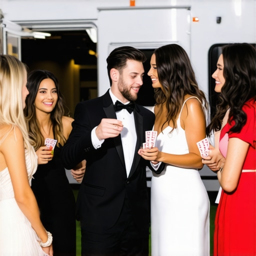 Interactive Entertainment for Event Queues A magician entertaining guests in a queue at a luxury outdoor event.
