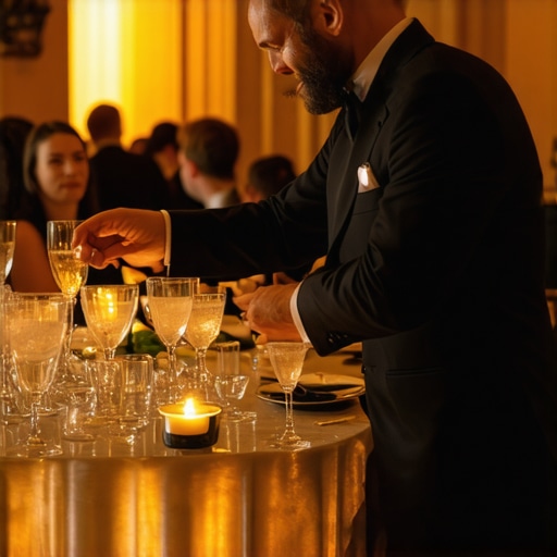 Interactive Magic at Corporate Gala Event Close-up magician engaging corporate guests at a cocktail table