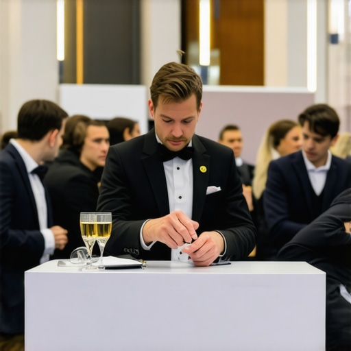 A magician performing at a trade show booth to attract and engage potential business leads.