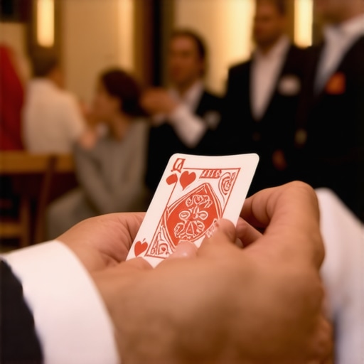 Corporate colleagues practicing sleight of hand during a workshop.