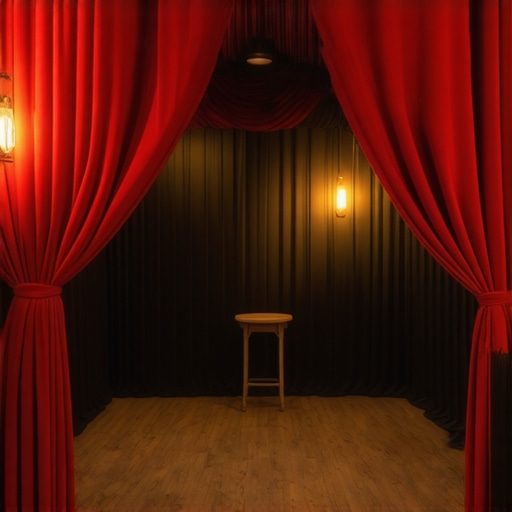 Intimate Backyard Magic Theater Setup A canopy rental transformed into a professional magic performance space with drapes and lighting.