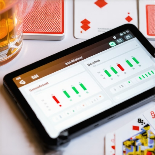 A digital tablet showing lead analytics next to magic props at a trade show booth.