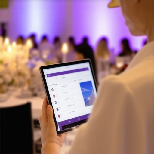 Event planner using data-driven platforms to manage guest engagement at a corporate gala.
