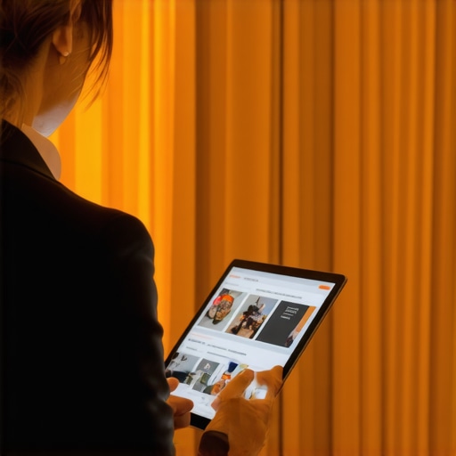 Professional event planner using tablet at a high-end gala