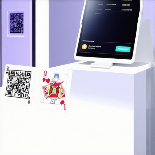 A digital tablet with lead retrieval software next to magic props at a trade show booth