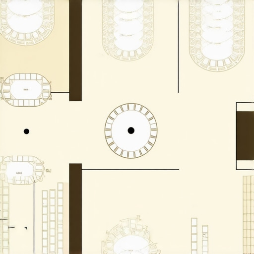 Professional blueprint showing service zones and performer paths around event tables.