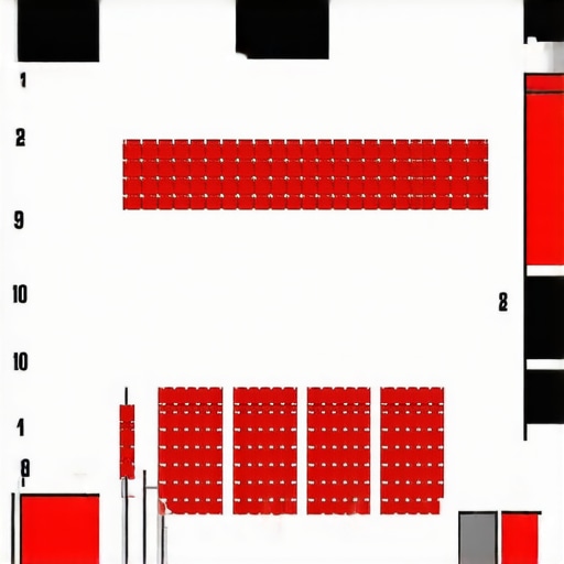 Diagram showing how to arrange event furniture to ensure clear sightlines for a magic performance.