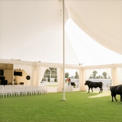 Optimized Event Layout for Magic and Mechanical Bull A professional event floor plan showing the separation of high-energy activities and a magic performance zone inside a tent.