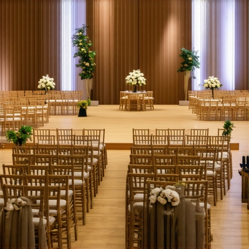 Professional Chiavari chair arrangement with clear sightlines and spacing for a magic show.