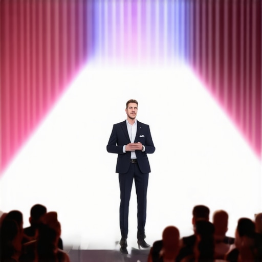 Optimized Stage Lighting and Audience Sightlines A professional stage setup with focused lighting and clear visibility for a high-end corporate event.