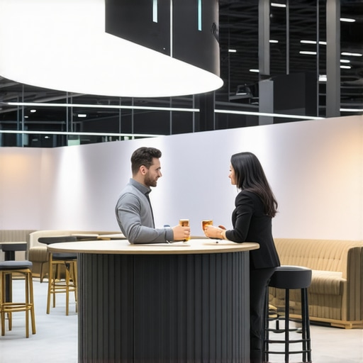 A sleek trade show booth layout designed to maximize lead capture and engagement.
