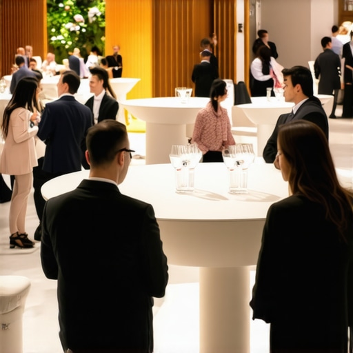 Optimized event layout for networking and interaction Modern corporate event floor plan with cocktail tables to encourage movement