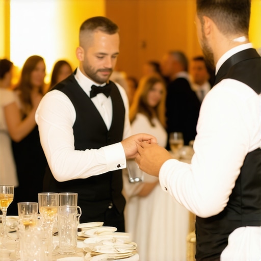 Optimizing Event Furniture for Magic A magician performing at a gala dinner with professional event rentals and cocktail tables.