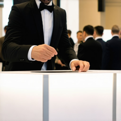 Professional magician performing at an optimized trade show booth setup