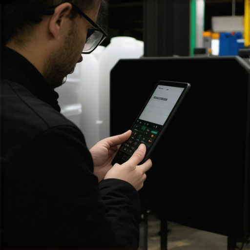 A technician performing maintenance on professional event rental equipment in a well-organized warehouse.