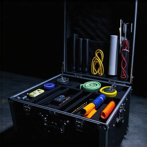 Professional Event Gear Organization and Maintenance A detailed shot of organized magic and sound equipment in a professional flight case