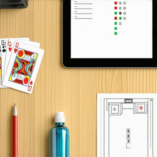 Professional Event Maintenance and Strategy Toolkit A collection of tools for event planning including a tablet, props, and maintenance supplies.