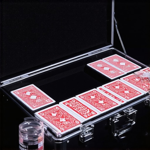 Professional Magician Essential Kit and Tools A collection of professional magic tools including LED lights, close-up mats, and card maintenance supplies.