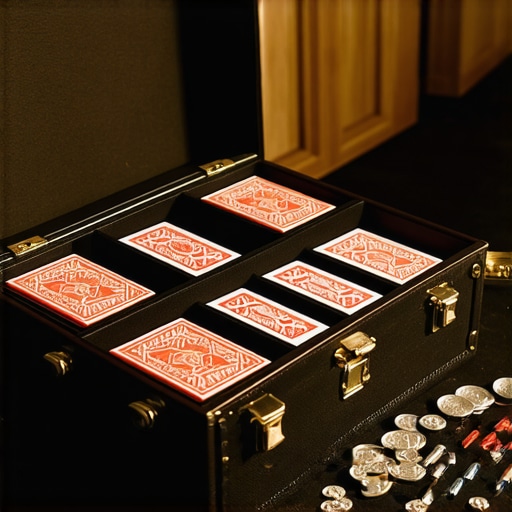 Professional Magician Event Maintenance Gear Close up of magician tools and card decks in a travel case for event maintenance.