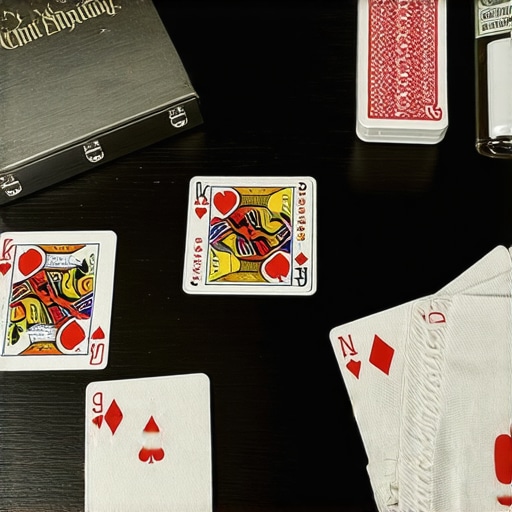 A collection of magic tools including a card press and cleaning supplies for professional performances.