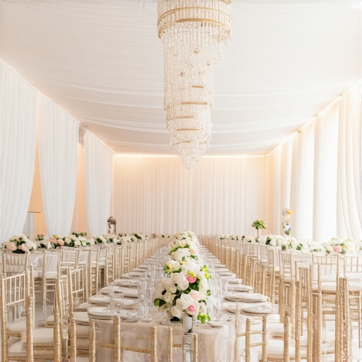 High-end ballroom design focusing on intimate seating and conversational sightlines.