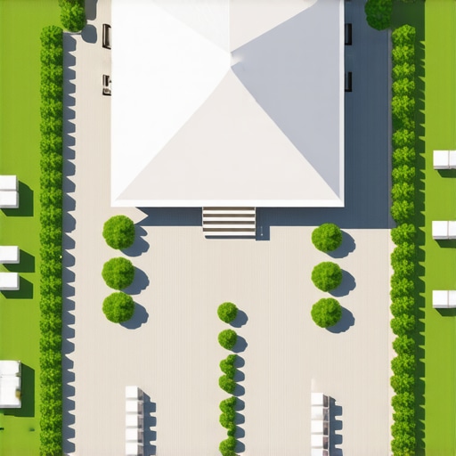 A bird's eye view of an optimized event rental layout including a tent and stage.