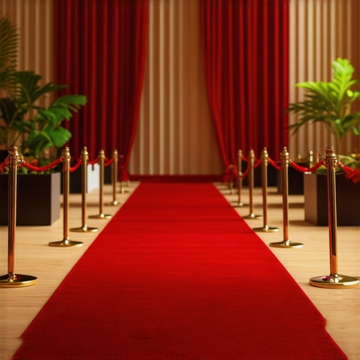 A red carpet rental used as a psychological tool to guide guests toward interactive entertainment.